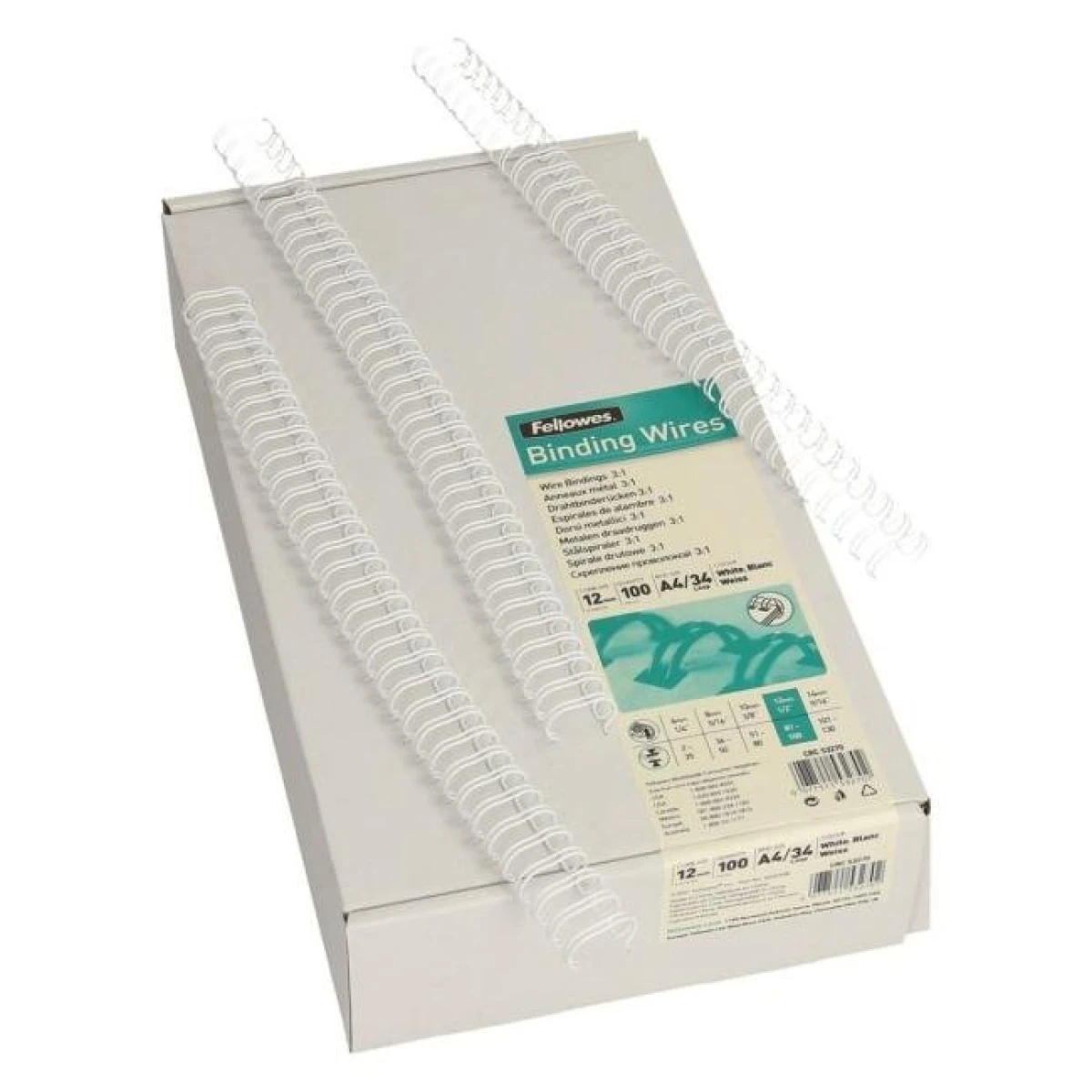 Drôtové hrebene Fellowes 12mm biele 3:1 