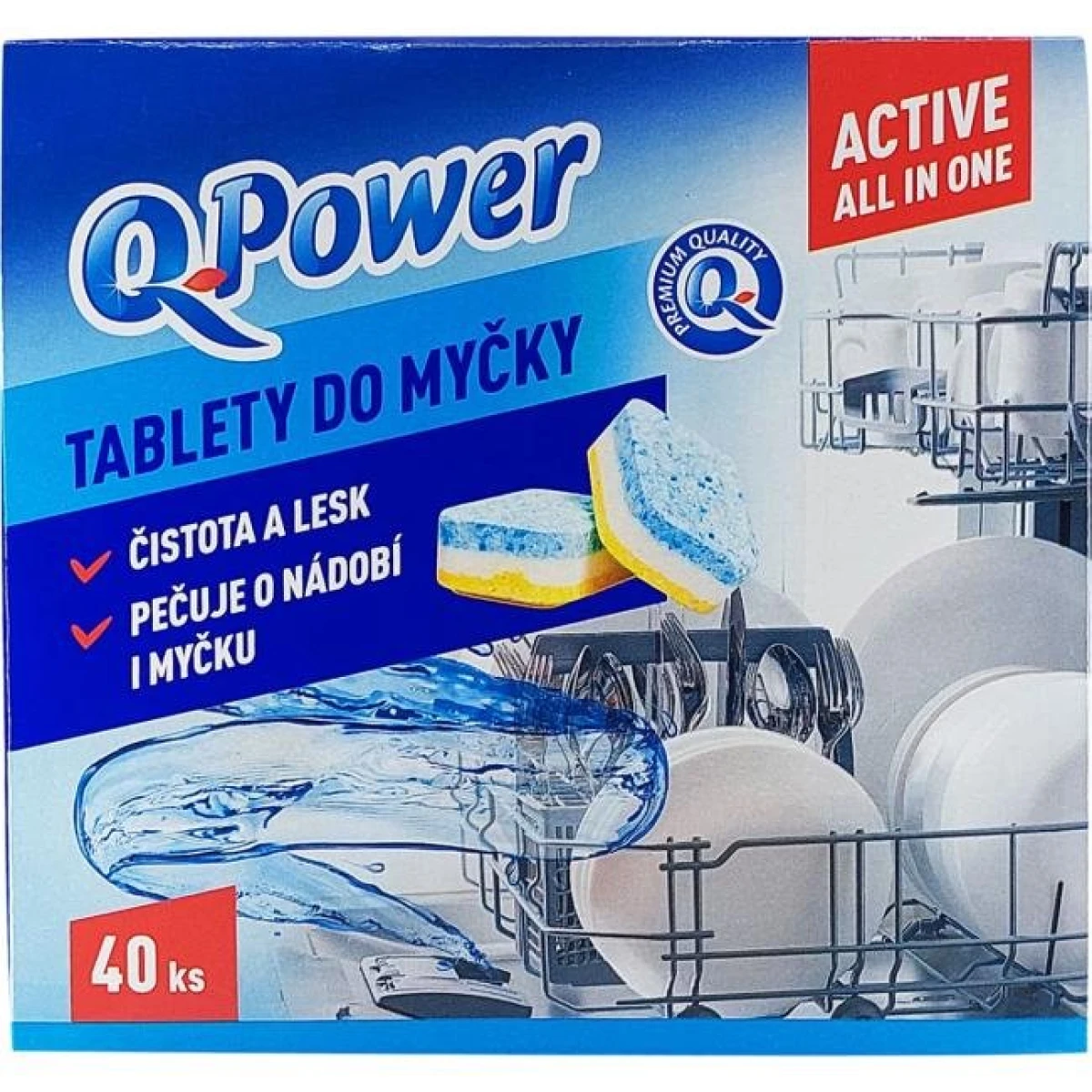 Q-Power tablety do umývačky riadu Active All in One 40 kusov 