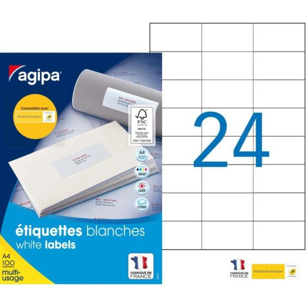 Etikety univerzálne 70x37mm Express Agipa A4 100 hárkov 