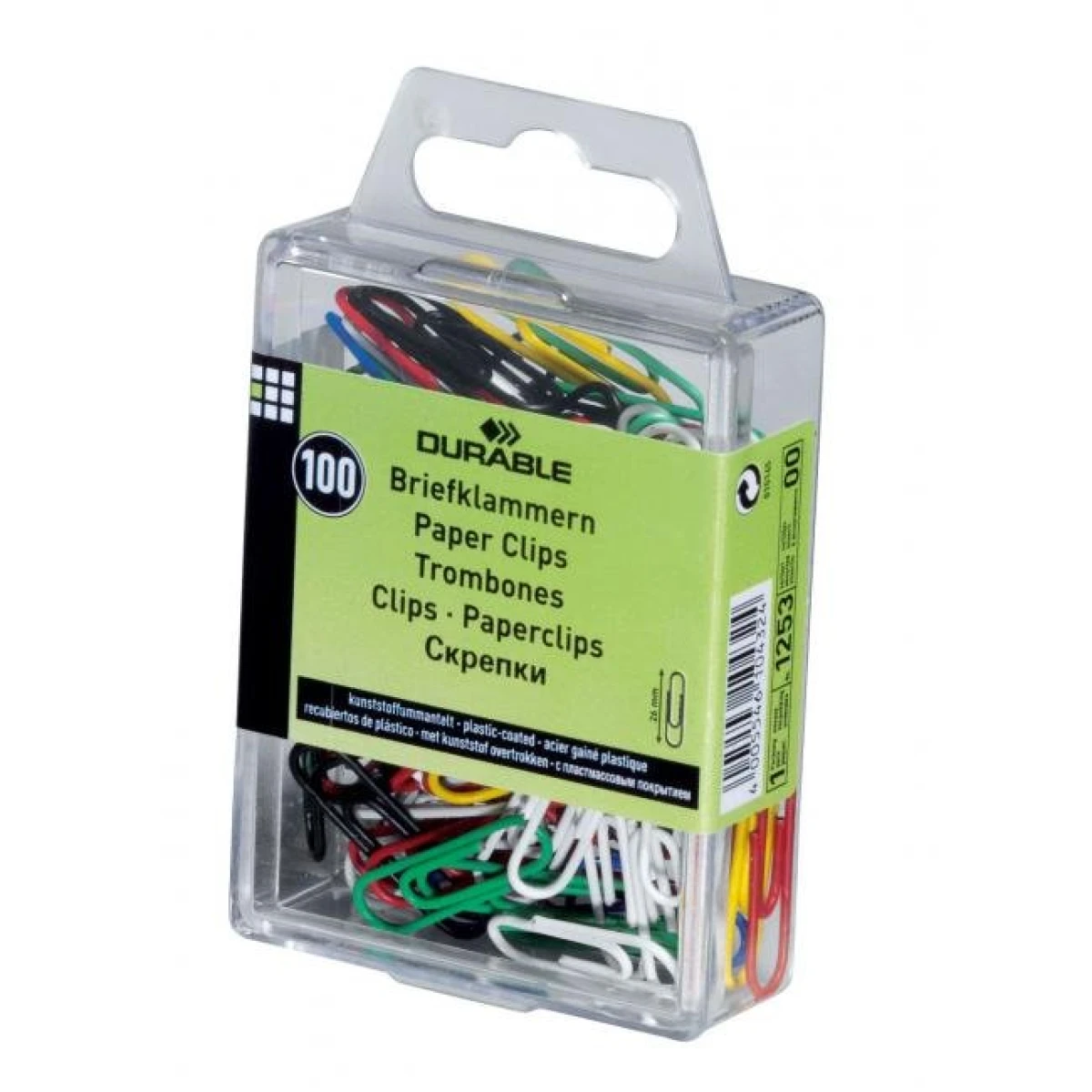 Spisové spony DURABLE 26mm potiahnuté plastom farebné 100ks 