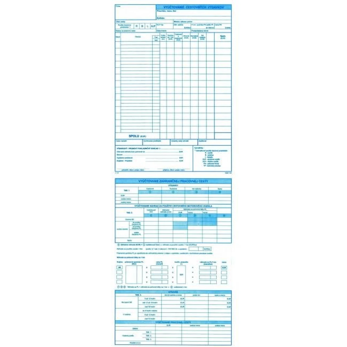 Vyúčtovanie cestovných výdavkov/zahraničnej pracovnej cesty, A4, 100 ks 