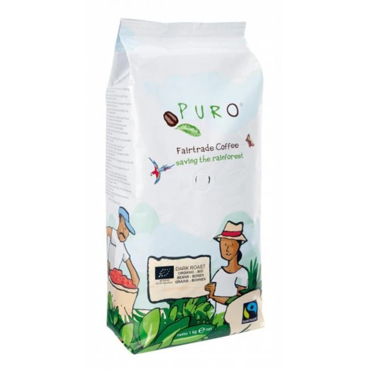 Káva Fairtrade Puro Dark roast zrnková 1 kg 
