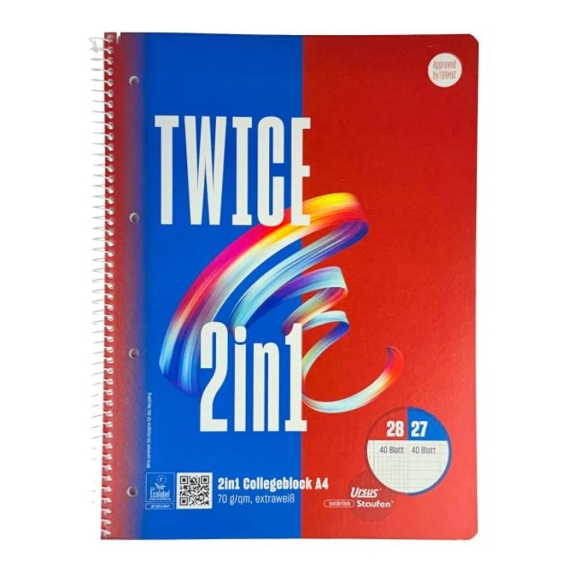 Blok College Format Werk Ursus A4 40 listov linajkový, 40 listov štvorčekový 70g 