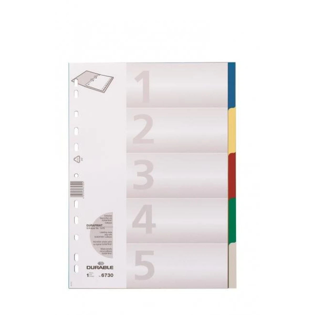 Plastový rozraďovač DURABLE 5-dielny farebný 