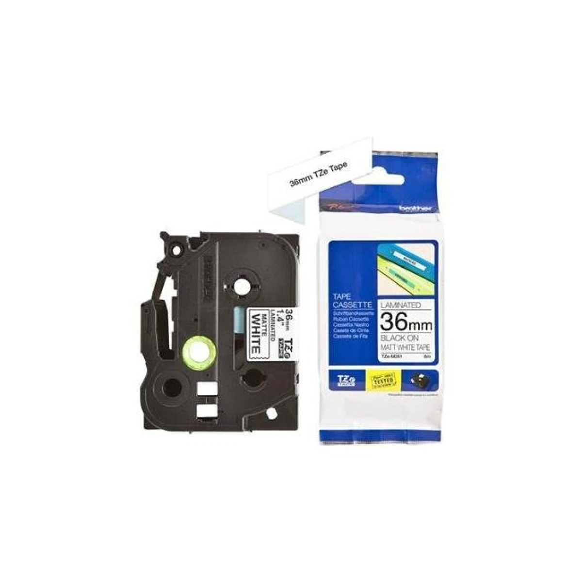 Popisovacia páska Brother TZEM261 36 mm matná biela/ čierne písmo 