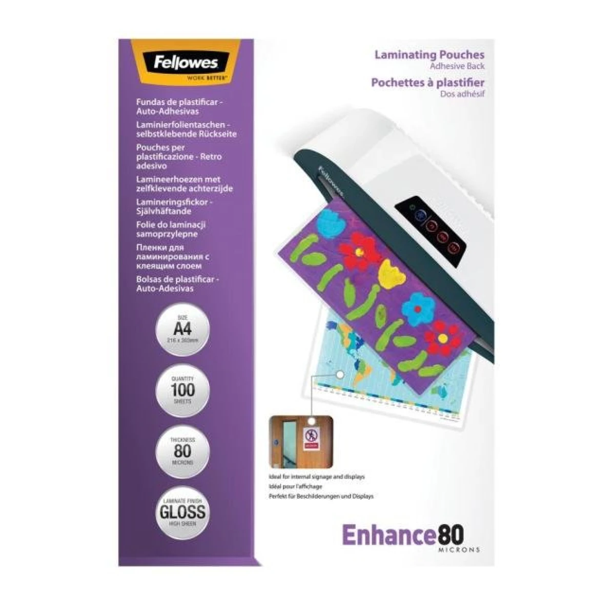 Laminovacie fólie Fellowes A4 80 mic. adhezívne 