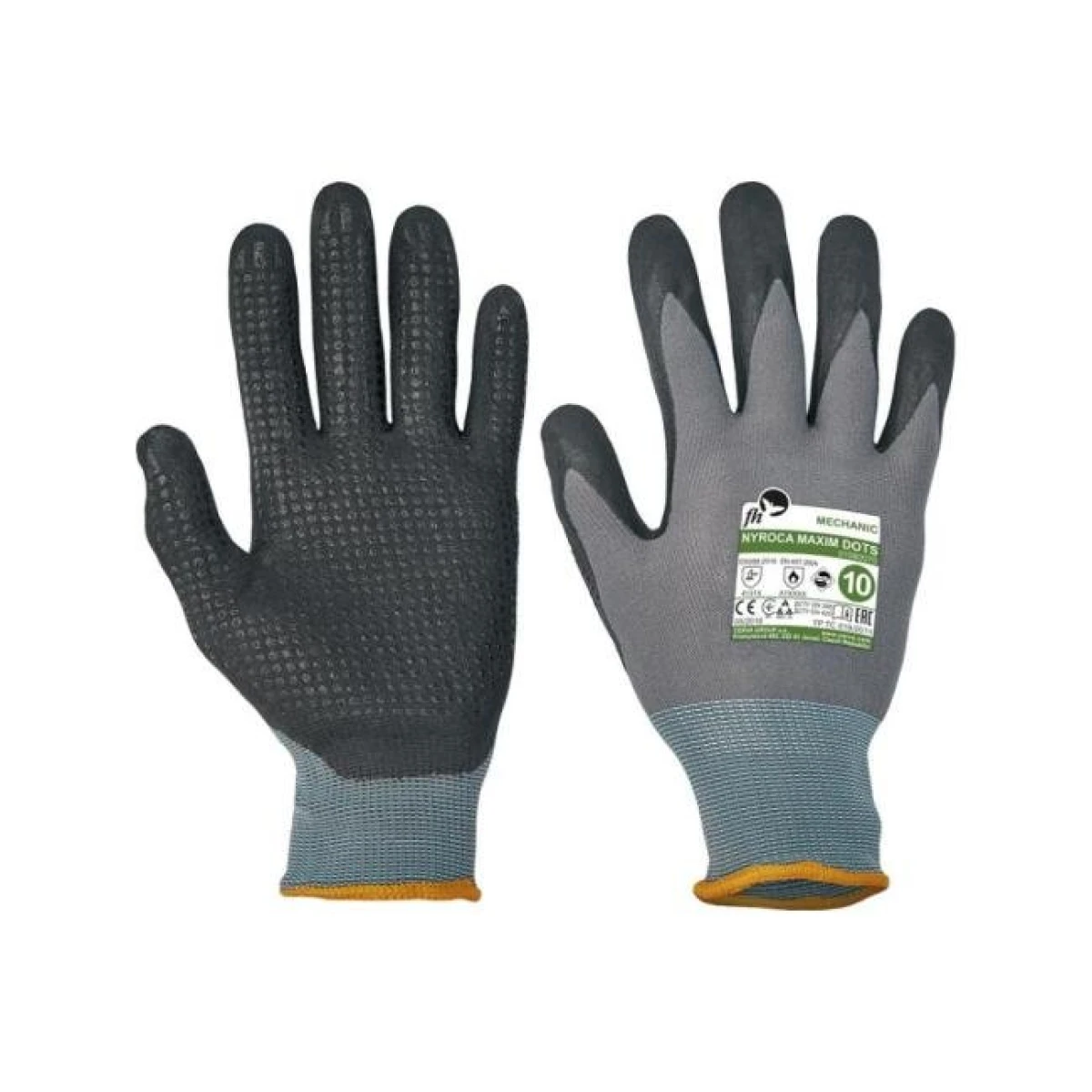 Rukavice z úpletu NYROCA MAXIM DOTS, čierno/sivé, veľ. 7/S 