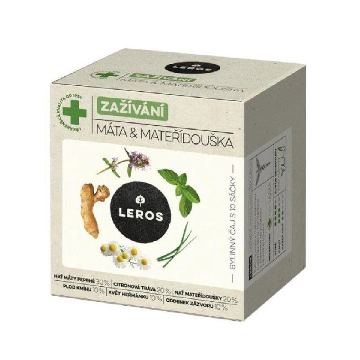 Čaj LEROS bylinný Natur Imunita trávenie, mäta & materina dúška HB 10 x 1,5 g 