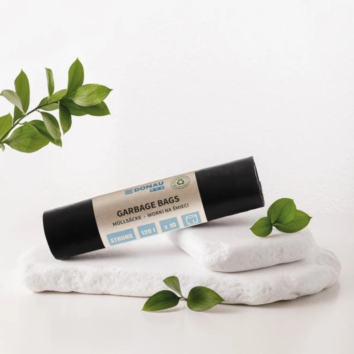Vrecia DONAU ECO strong, 120 ℓ, 35 mic, 10 ks, čierne, LDPE 