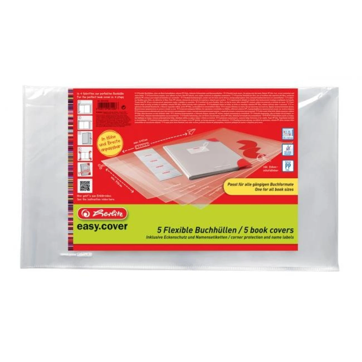 Flexibilný obal na knihy a zošity Herlitz easy.cover, 5 ks, v sáčku 