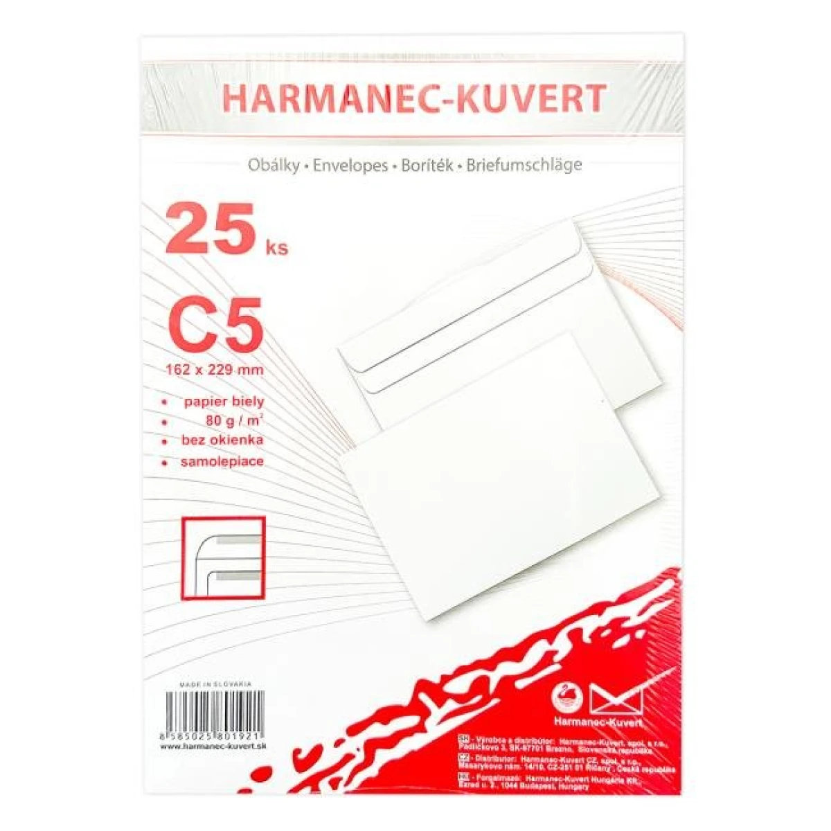 Poštové obálky C5 samolepiace, 25 ks 