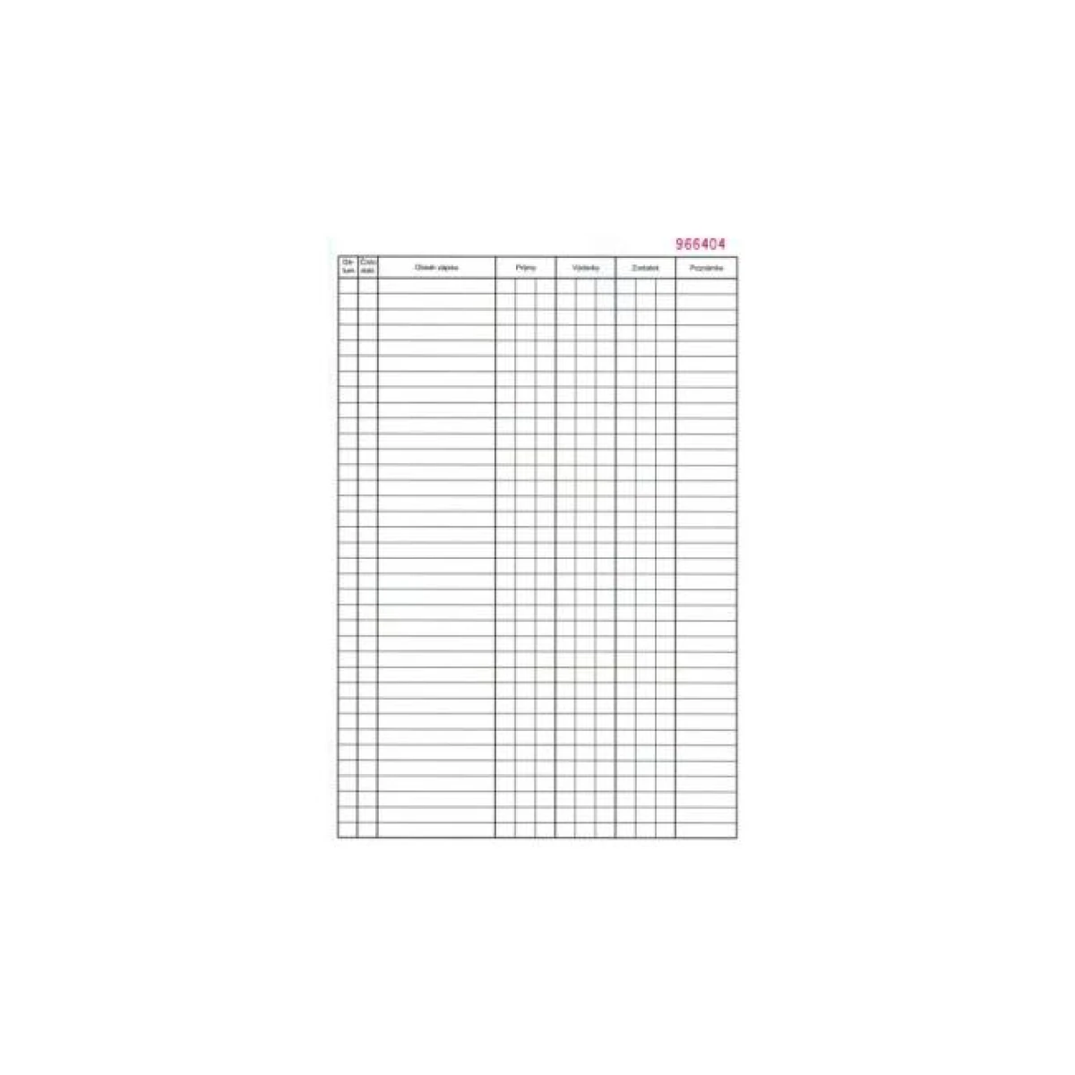 Pokladničná kniha, A4, číslovaná, bez priepisu, 50 listov 