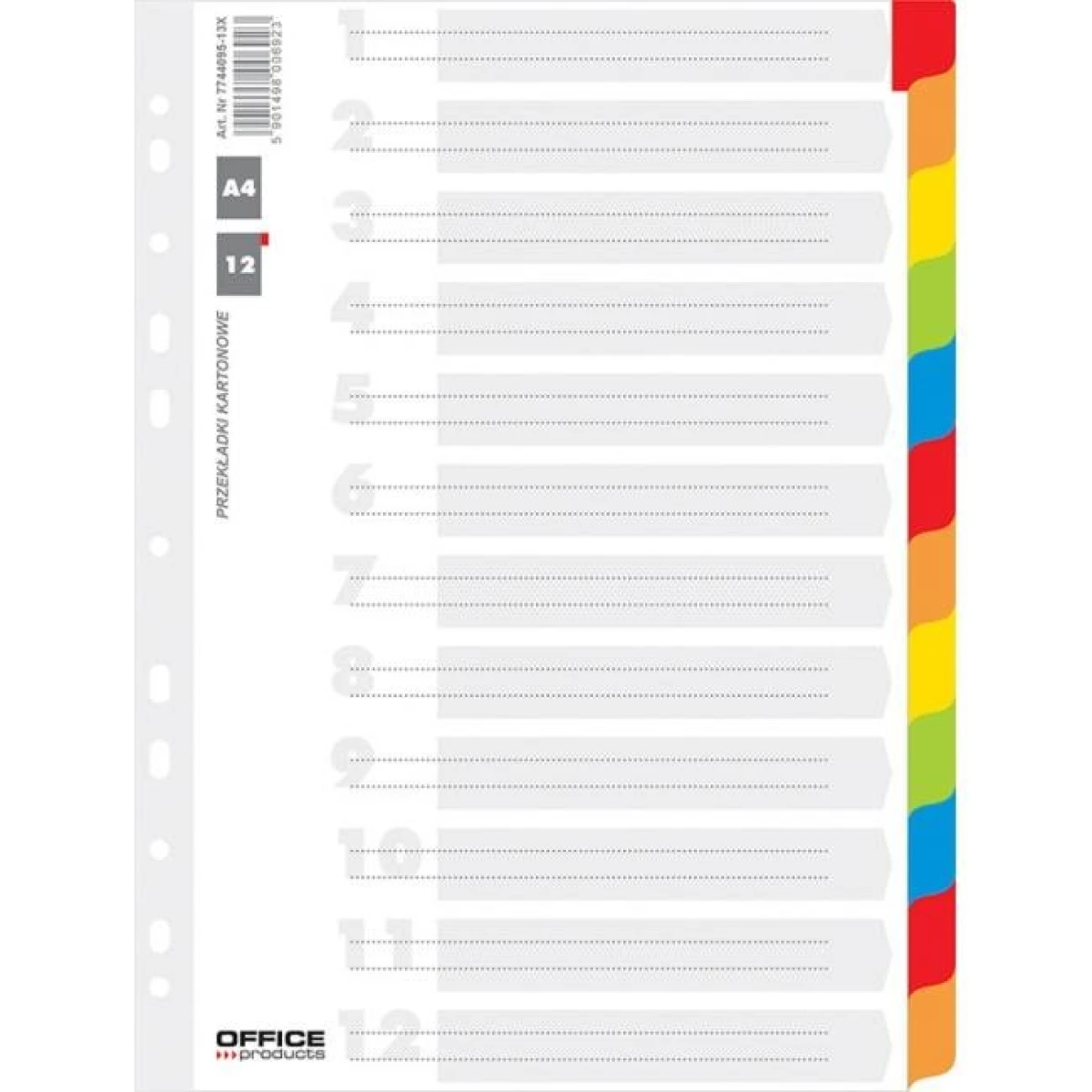 Kartónový rozraďovač Office Products 12-dielny biely 