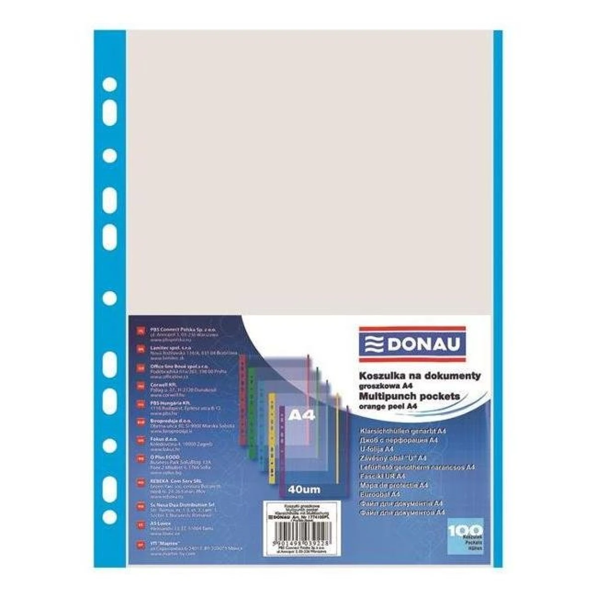 Euroobal DONAU A4 40mic s modrým okrajom 