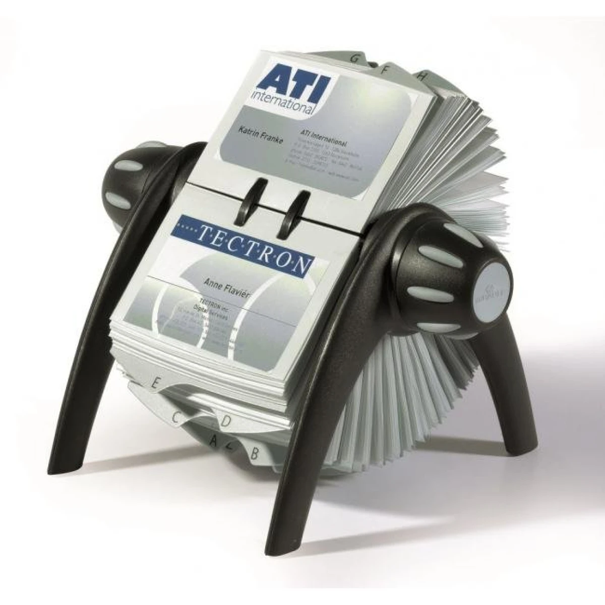 Rotačný stolový vizitkár na 400 vizitiek VISIFIX Flip VEGAS čierny/sivý 