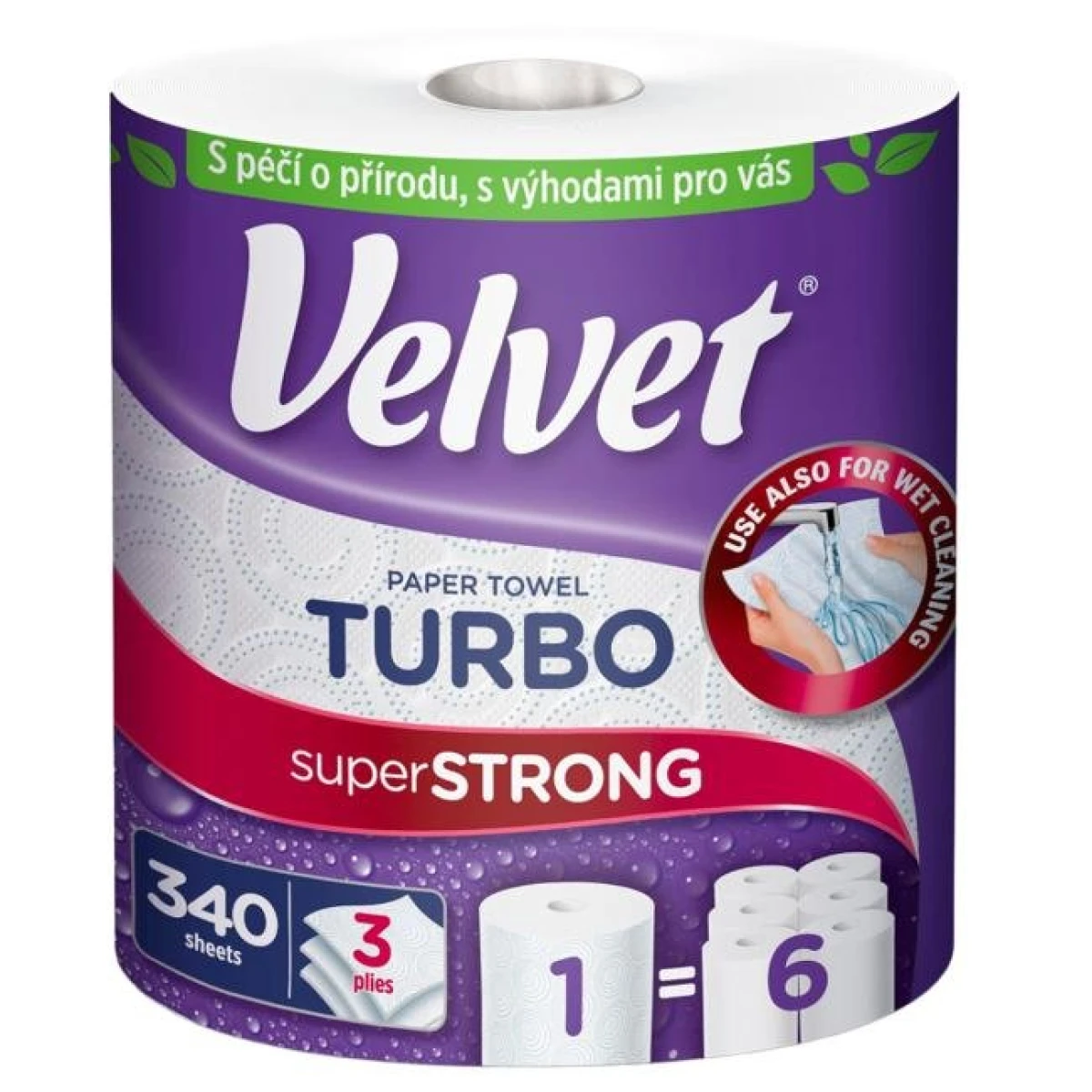Kuchynské utierky 3-vrstvové Velvet Turbo 1ks, 75,82m 