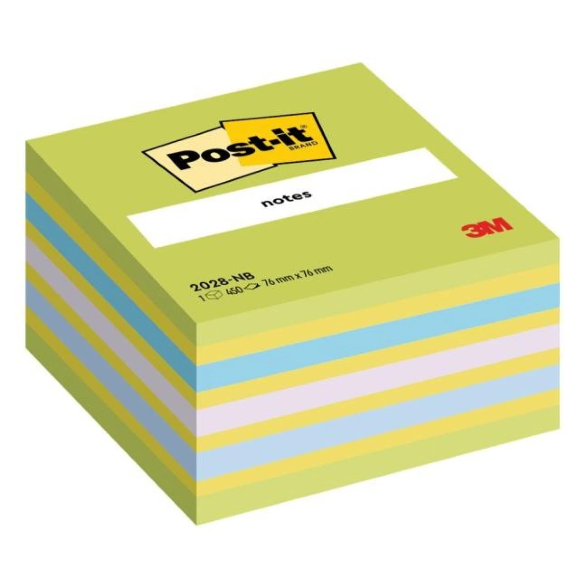 Samolepiaci bloček Post-it 76 x 76 mm, neónová zelená, mix farieb 
