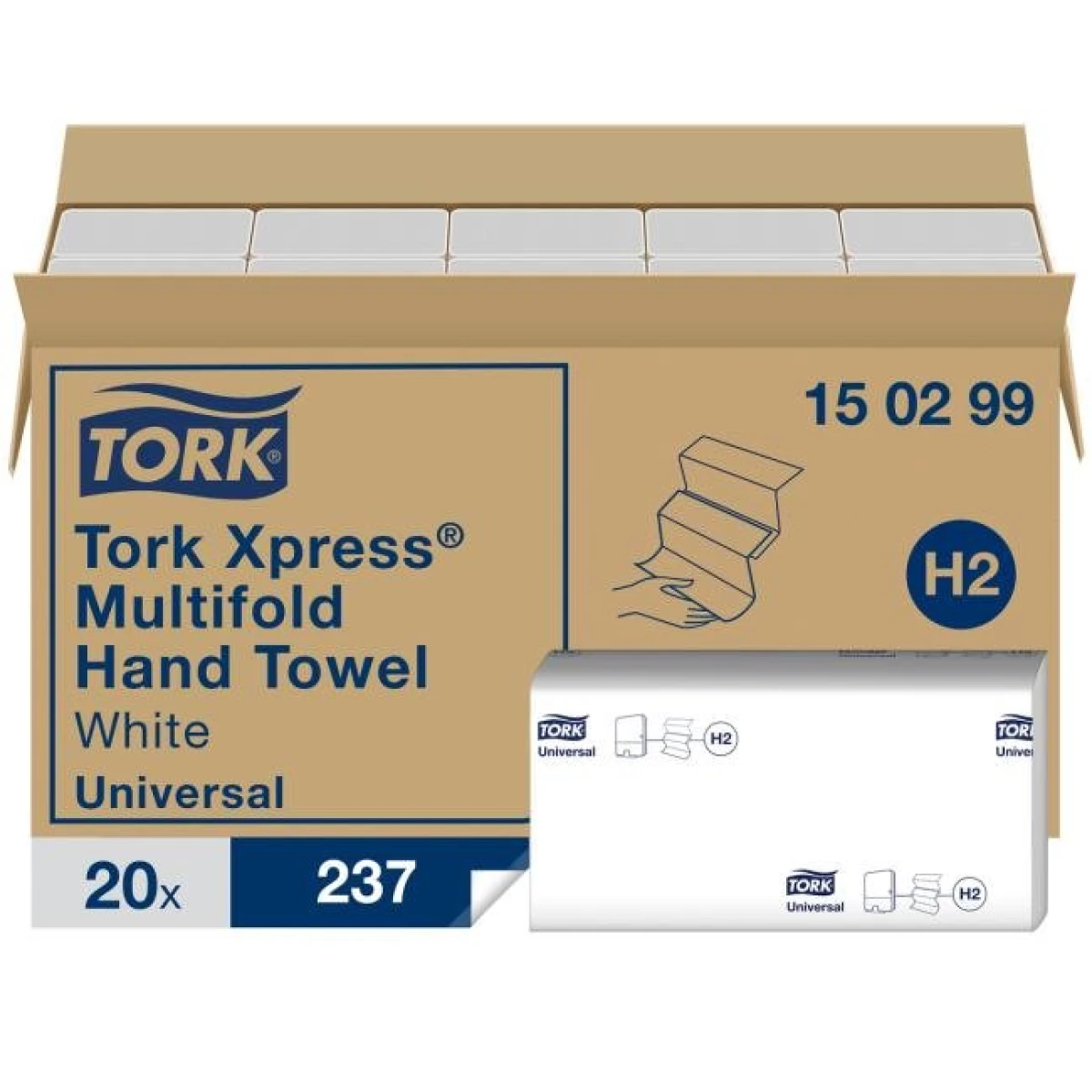 Papierové utierky skladané ZZ 2-vrstv. TORK Xpress Multifold univerzal H2 (20 bal.) 