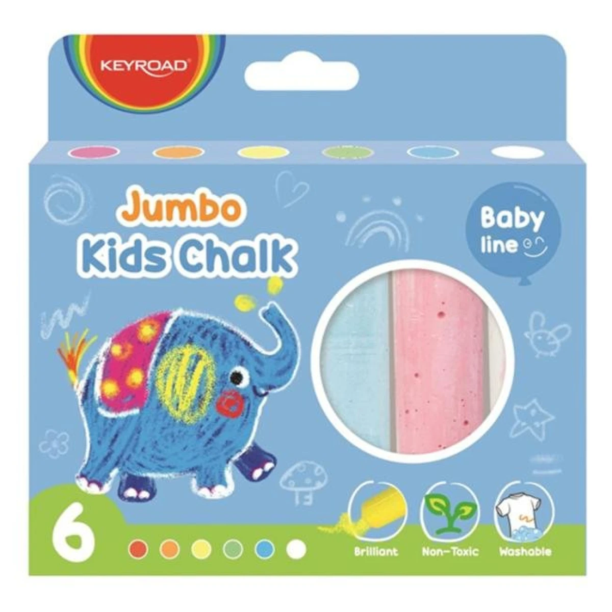 Krieda na chodník KEYROAD, 6 ks, mix farieb 