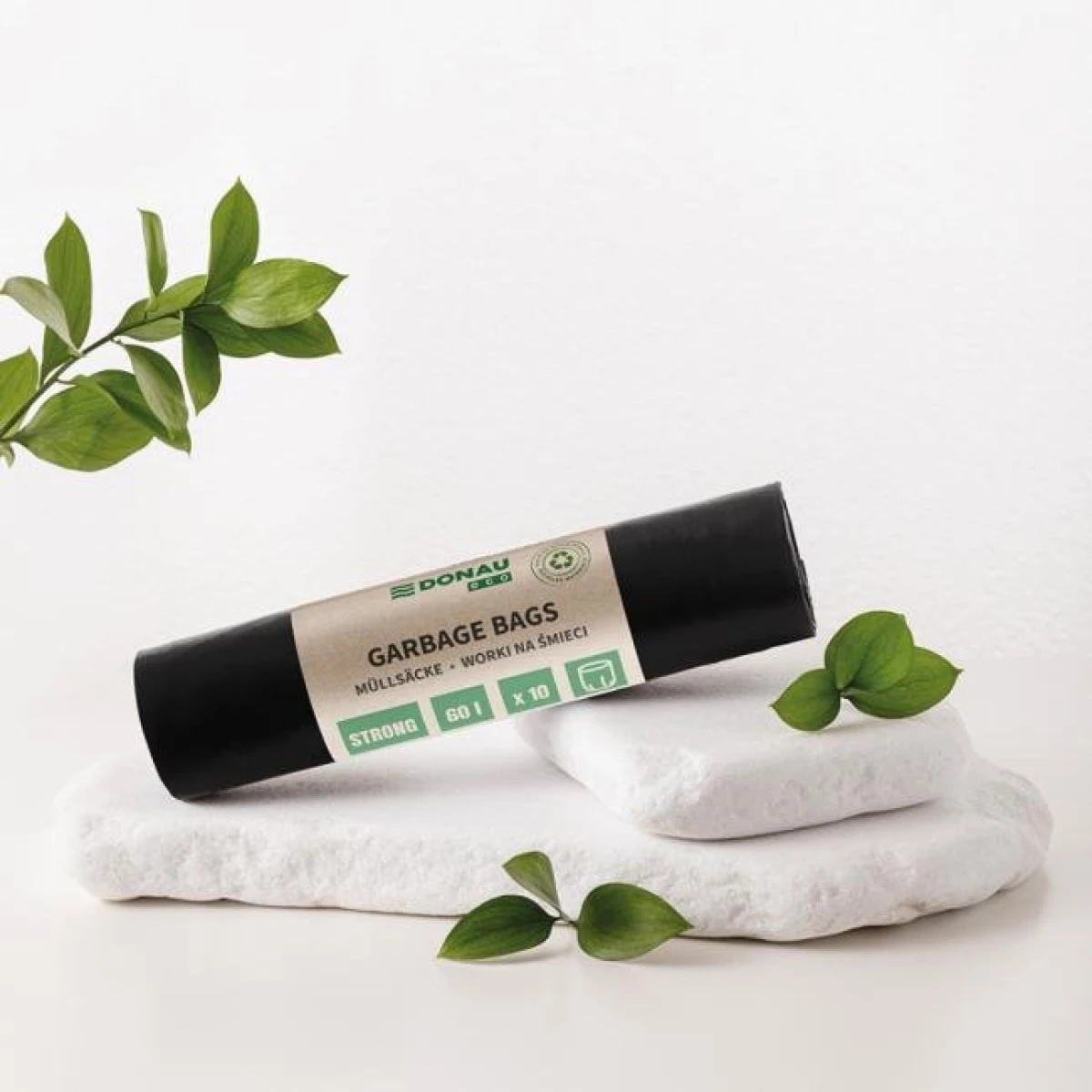 Vrecia DONAU ECO strong, 60 ℓ,30 mic, 10 ks, čierne, LDPE 