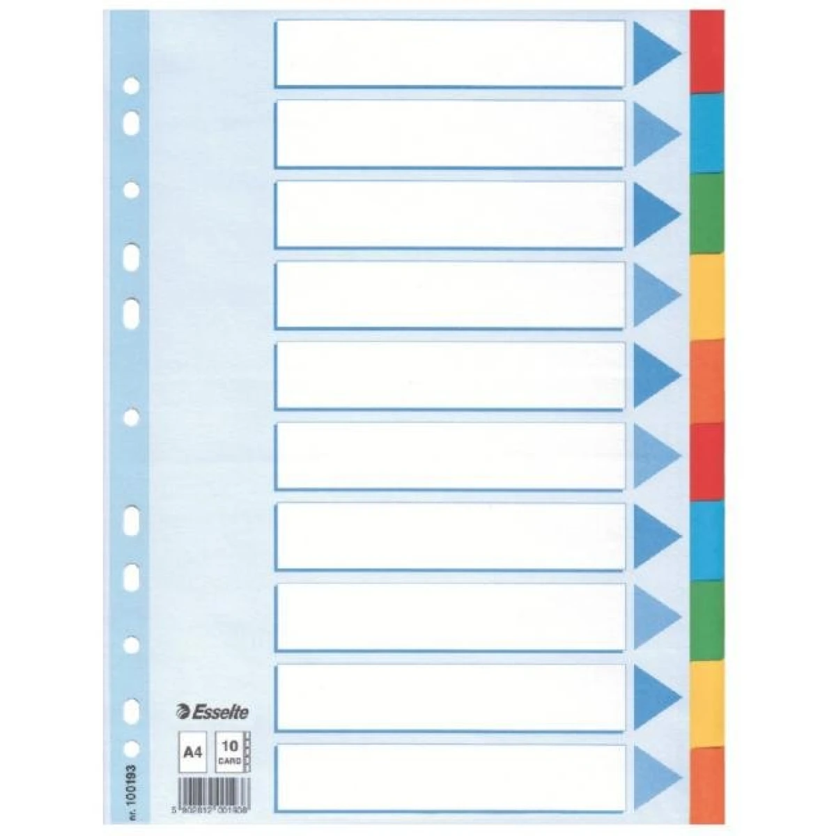 Kartónový rozraďovač Esselte 10-dielny farebný 