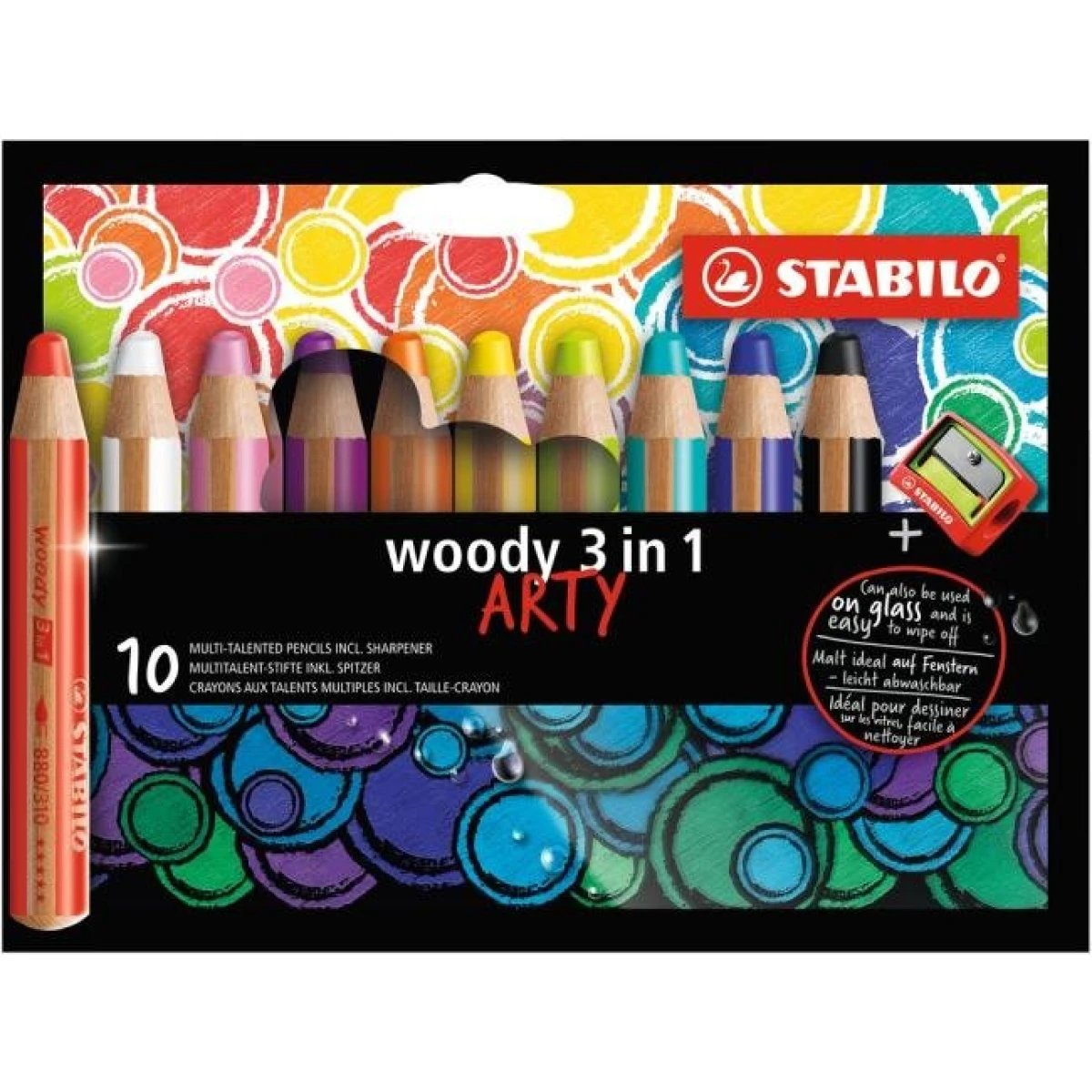 Farbičky STABILO woody 3 in1 10ks so strúhadlom `ARTY` 