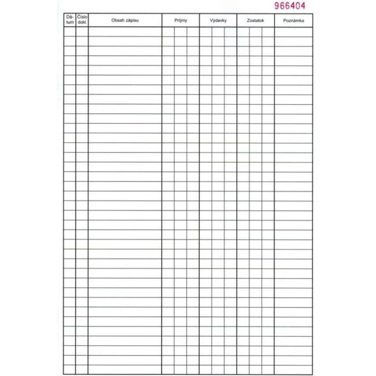 Pokladničná kniha, A4, číslovaná, 50x2listy 