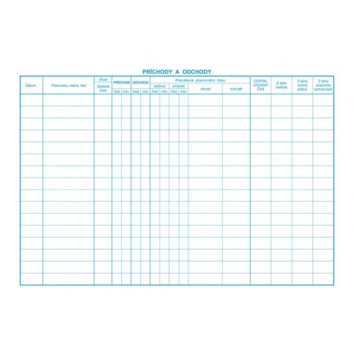 Kniha príchodov a odchodov, A4, 30 listov 