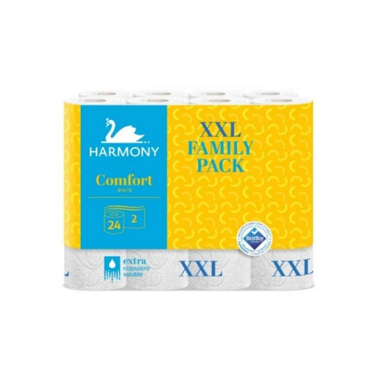 Toaletný papier 2-vrstvový Harmony Comfort biely recykel 24 ks 