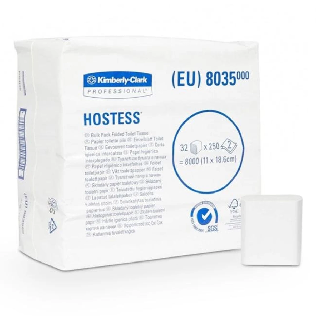Toaletný papier skladaný Kimberly Clark Hostess 8000 ks 