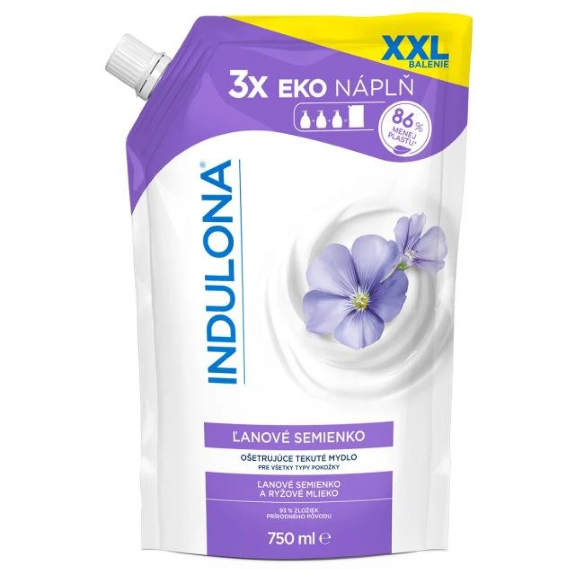 Tekuté mydlo INDULONA náhradná náplň 750 ml Ľanové semienko 