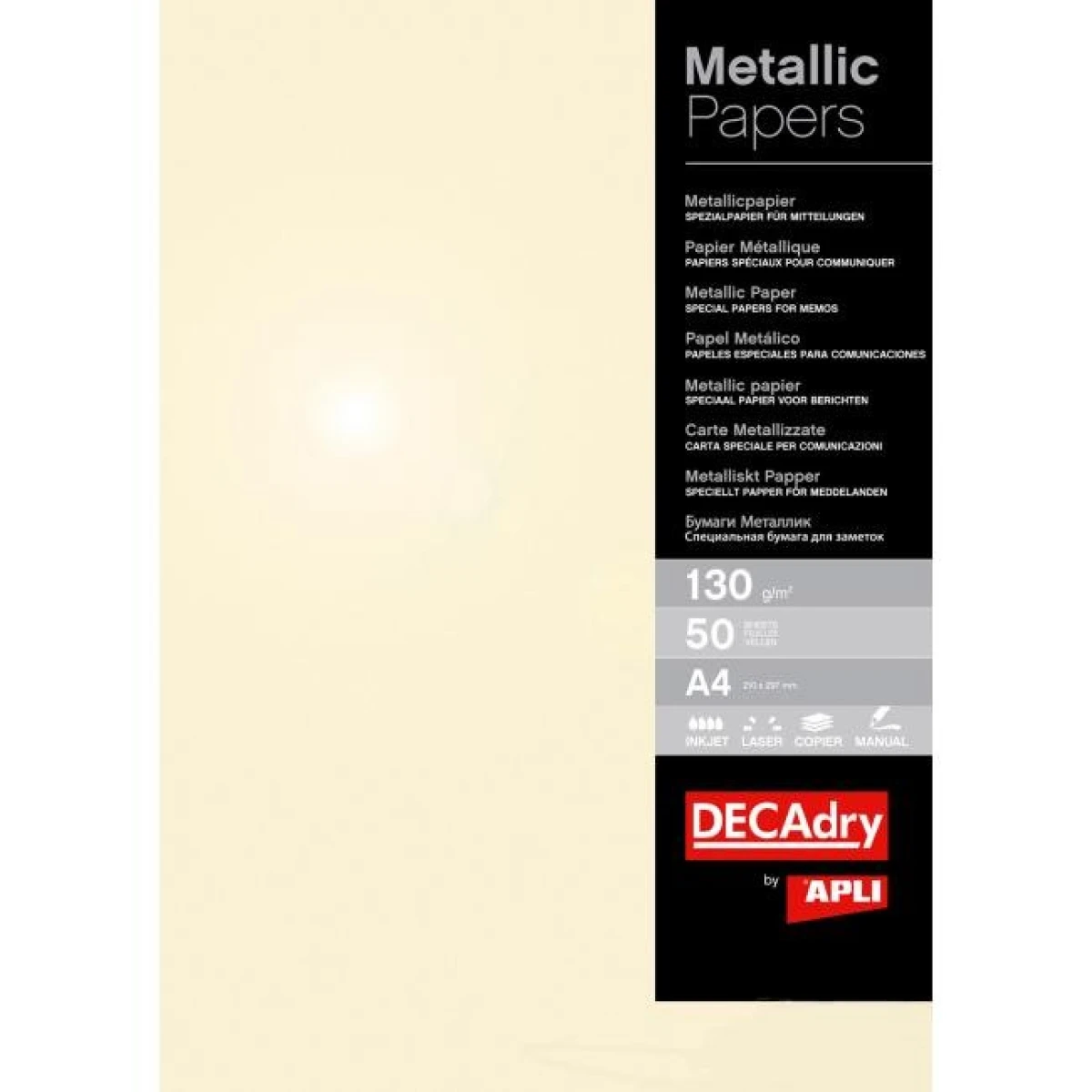 Metalický papier APLI A4 šampanské, 130g, 50 hárkov 