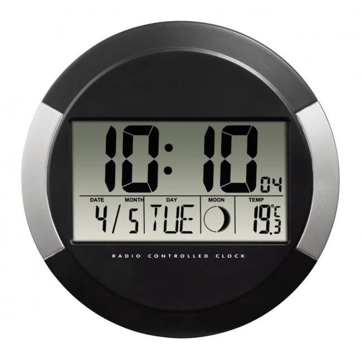Nástenné hodiny digitálne PP-245 24,5cm čierno-strieborné 