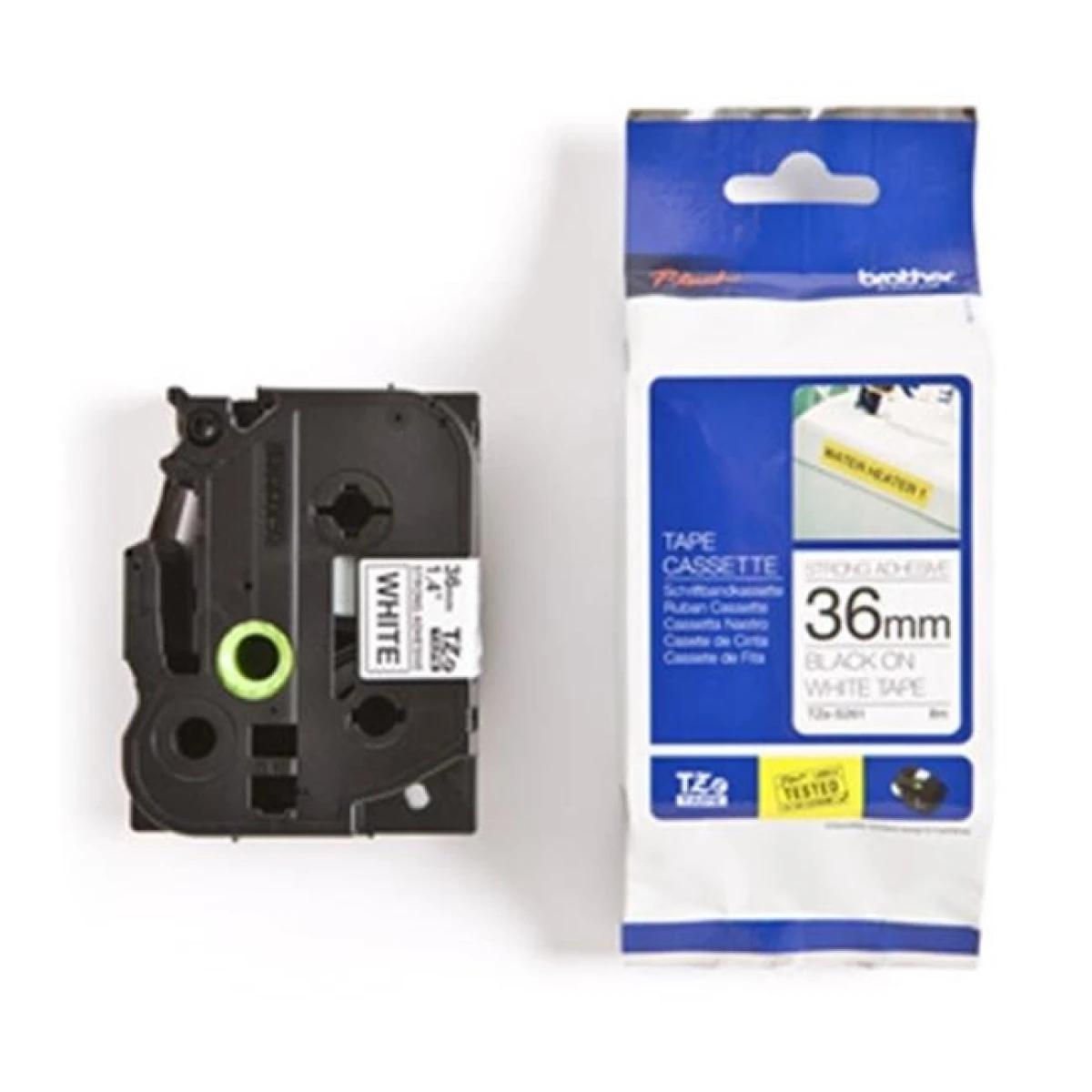 Samolepiaca páska Brother extra lepivá TZS261 36 mm biela/čierna 