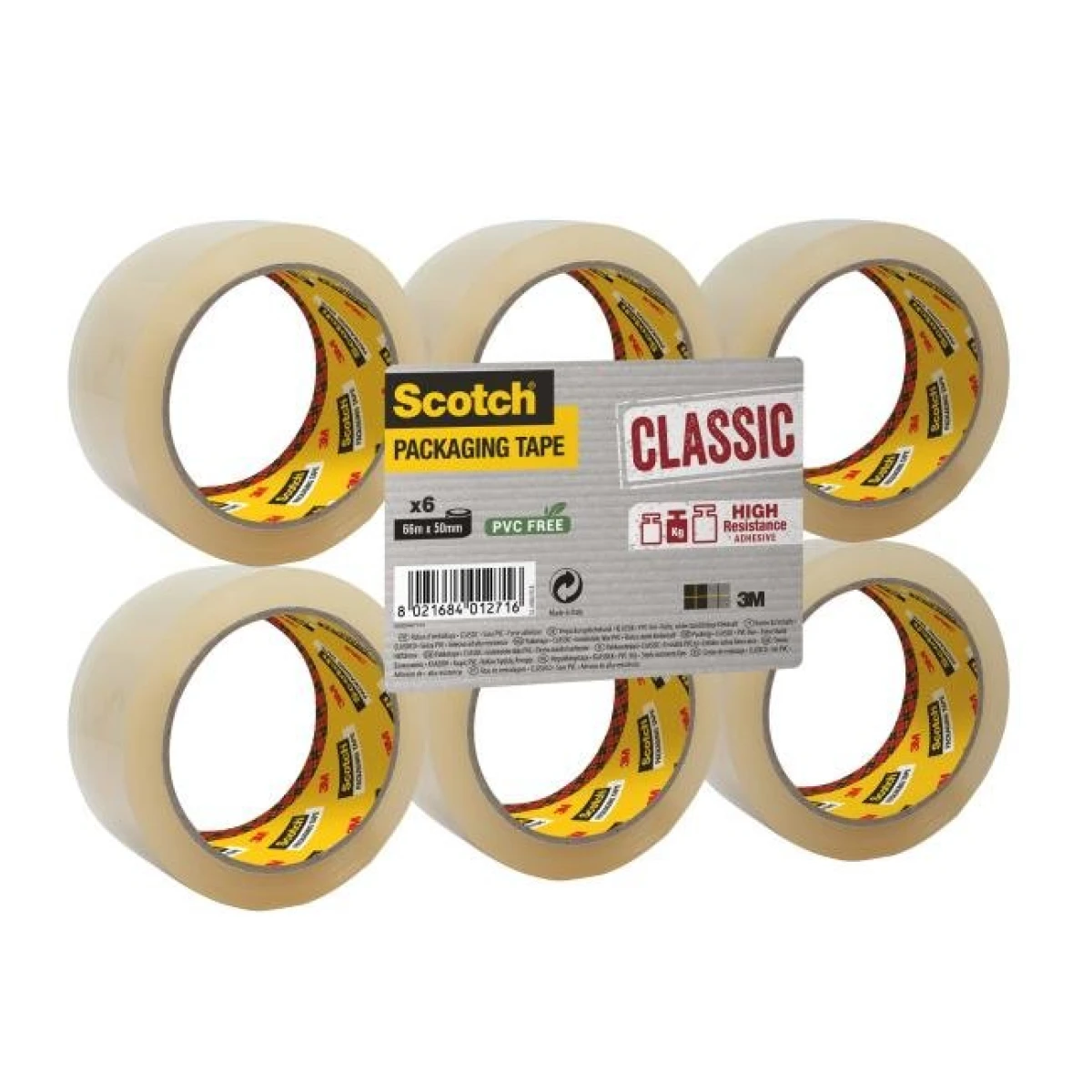 Baliaca lepiaca páska Scotch , neobsahuje PVC, priehľadná, 48 mm x 50 m, 6 roliek 