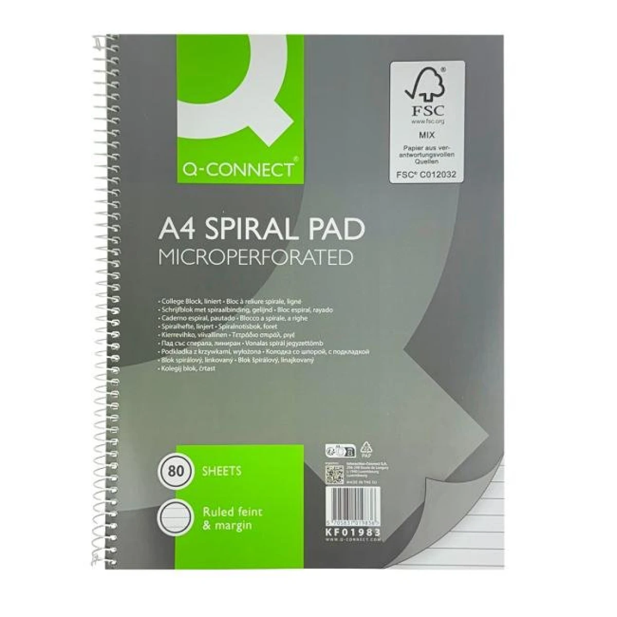 Blok College Q-CONNECT A4, 80 listov, linajkový 
