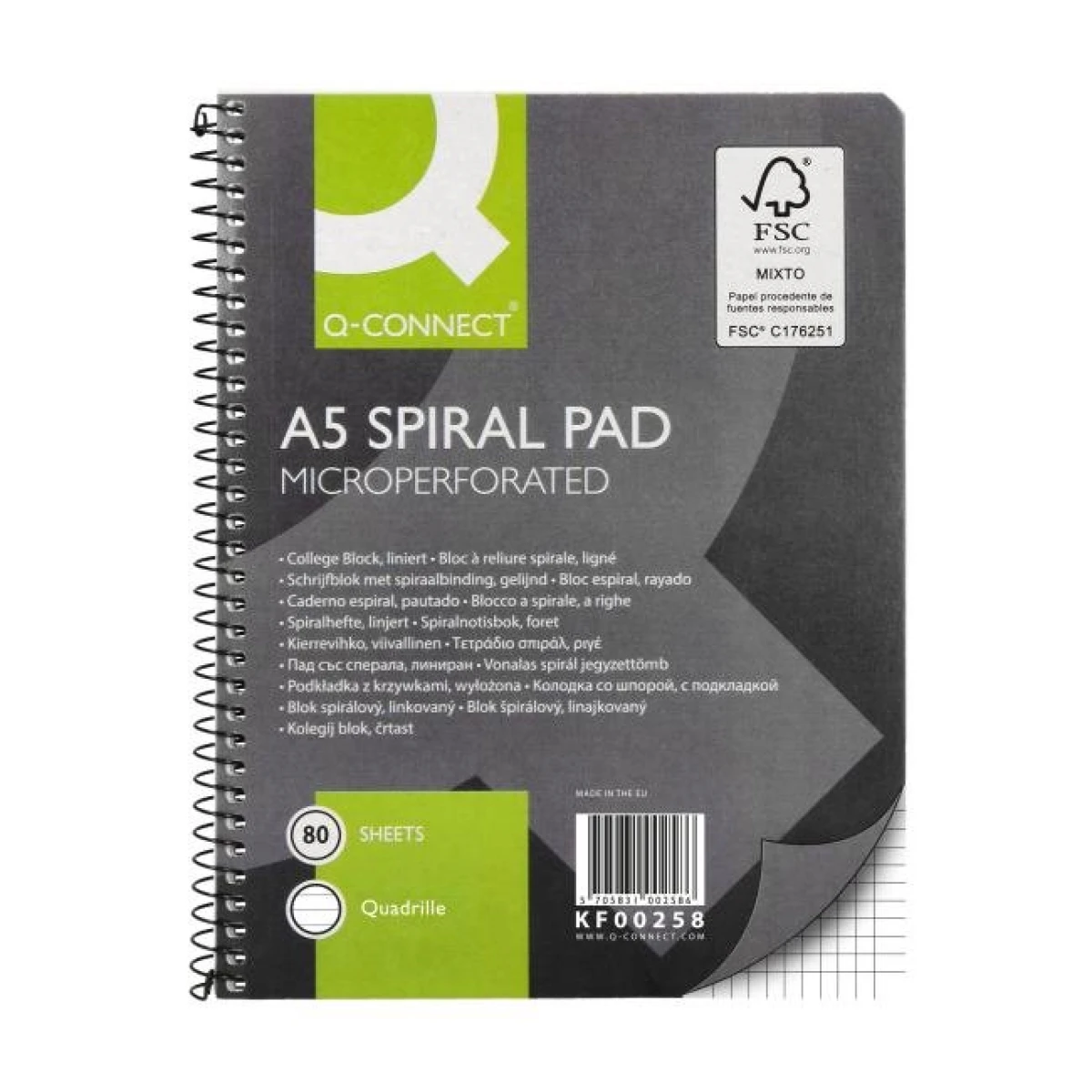 Blok College Q-CONNECT A5, 80 listov, štvorčekový 
