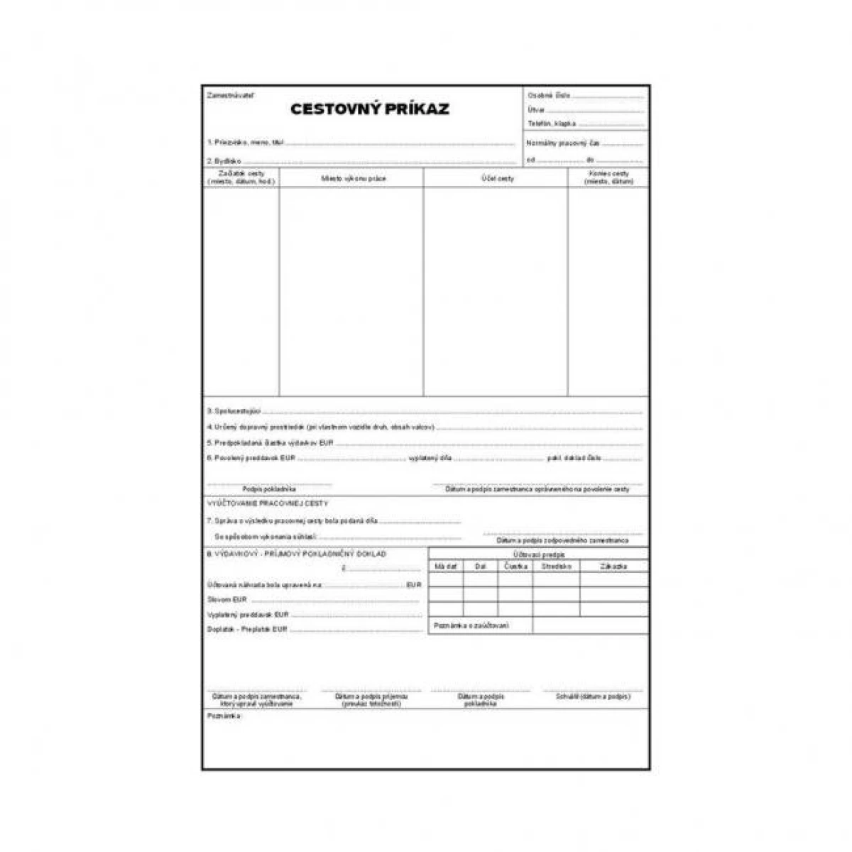 Cestovný príkaz, A4, blok, 100 listov 
