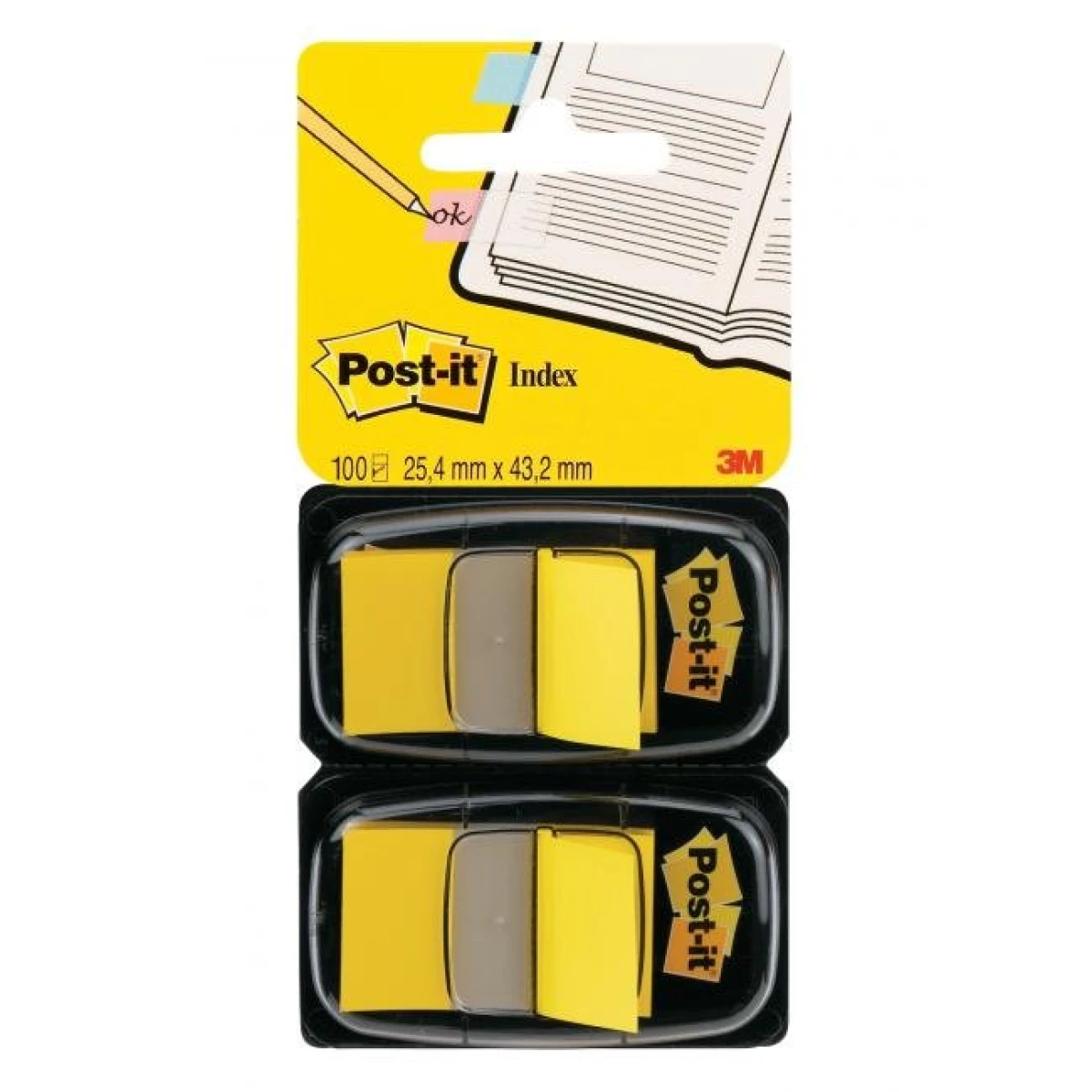 Záložky Post-it Index široké 25,4x43,2 žltá 2ks 
