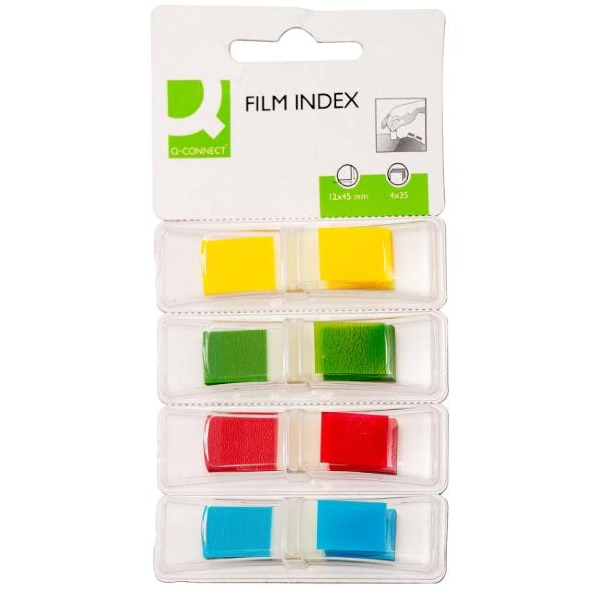 Záložky Q-CONNECT v zásobníku, 12,5x43 mm, 4x36 l 