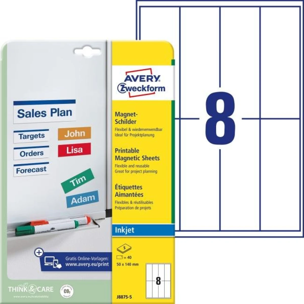 Magnetické popisovacie štítky Avery 50mm x 140m 