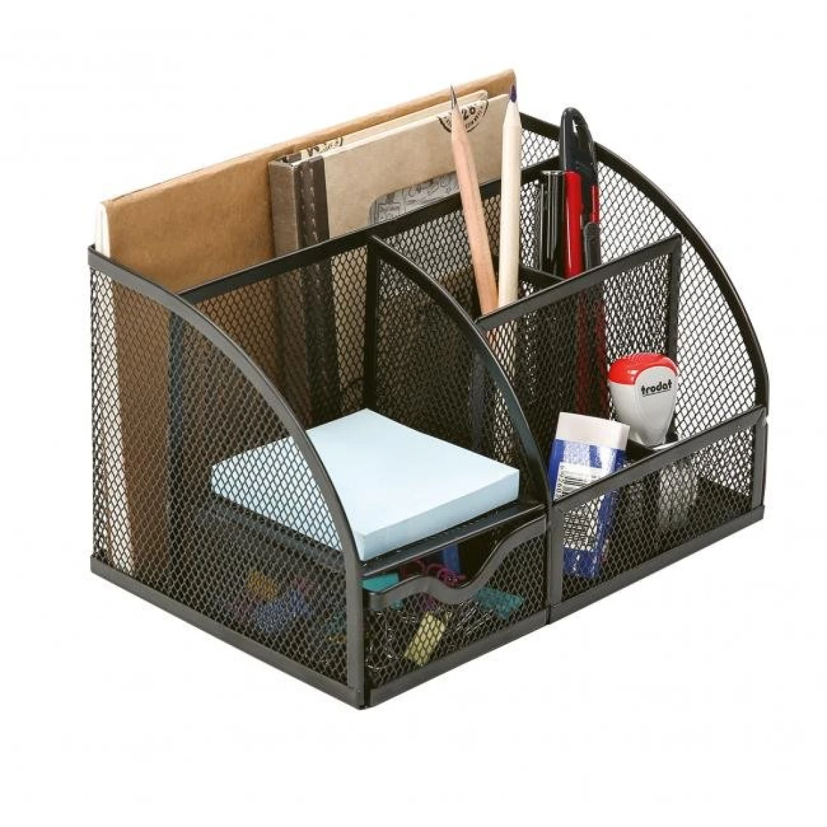 Drôtený stolový organizér Q-CONNECT s priehradkou na listy čierny 