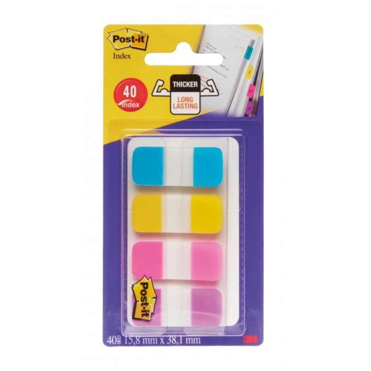 Záložky Post-it Index úzky extra silný 15,8x38,1mm 