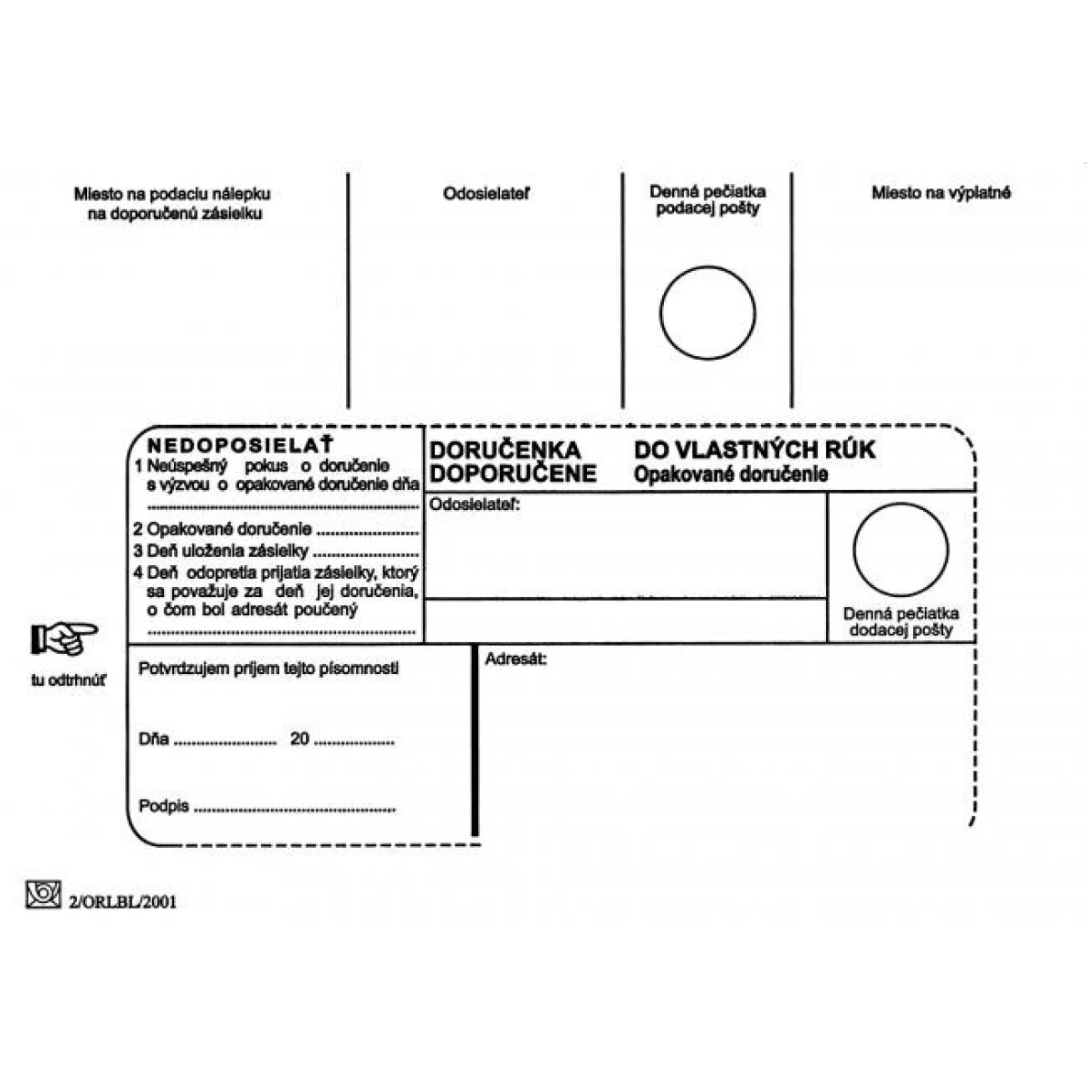 Poštové obálky B6 doručenka do VR OD, Nedoposielať, 100 ks 
