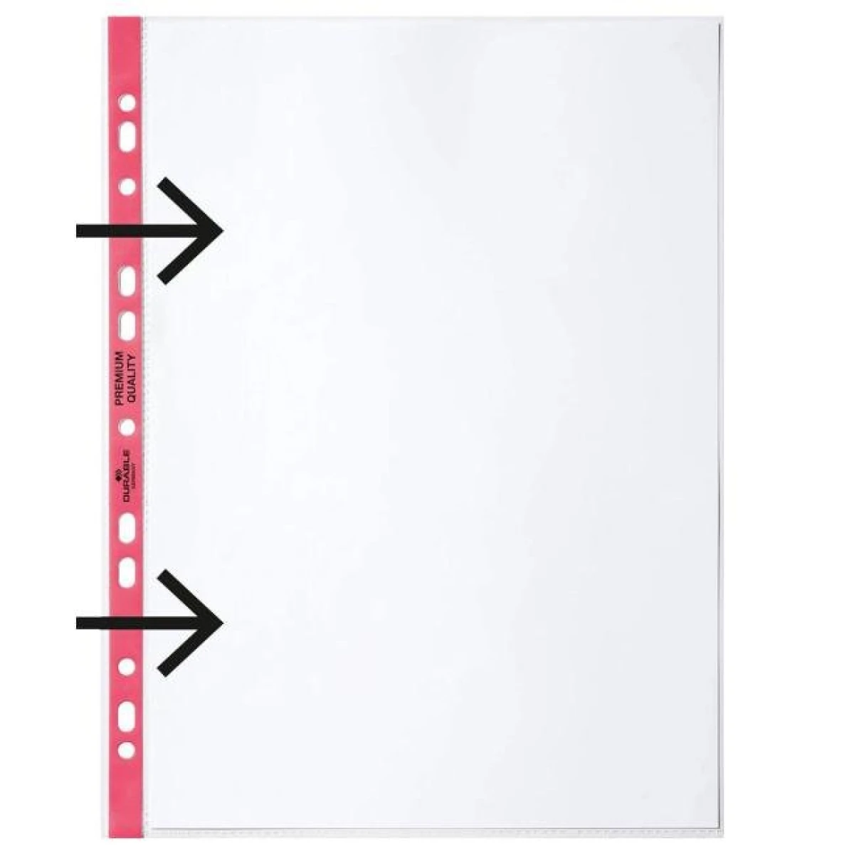 Euroobal DURABLE otvorený zľava A4 90mic s červeným okrajom 100ks 