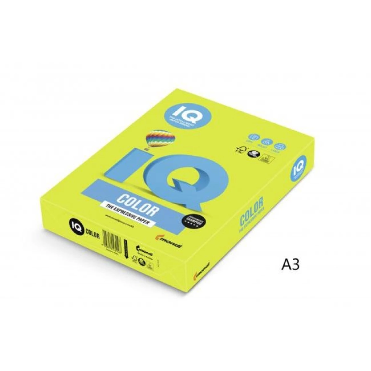 Farebný papier IQ color neónovozelená NEOGN, A3 80g 