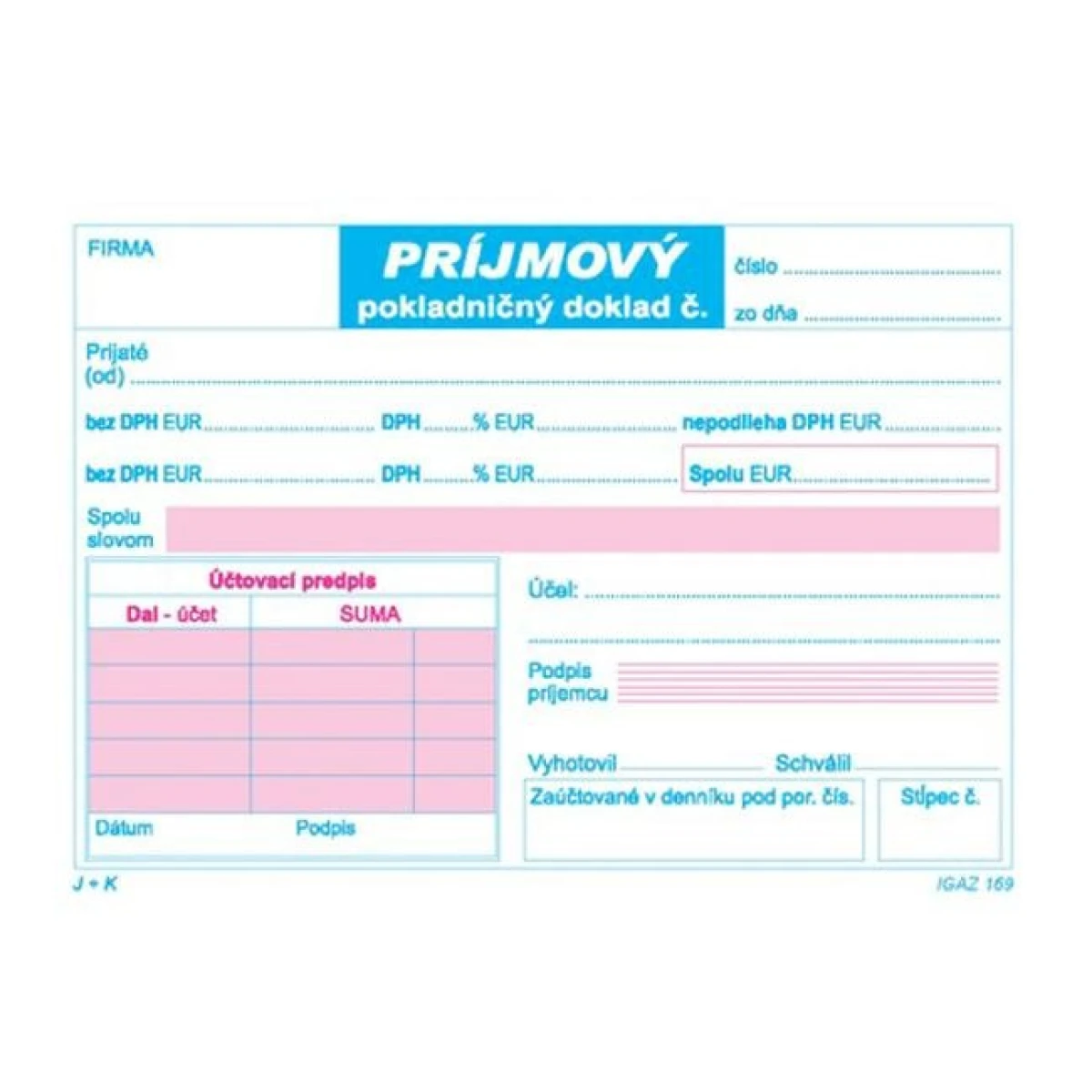 Príjmový pokladničný doklad 2xDPH, A6, 100 listov 