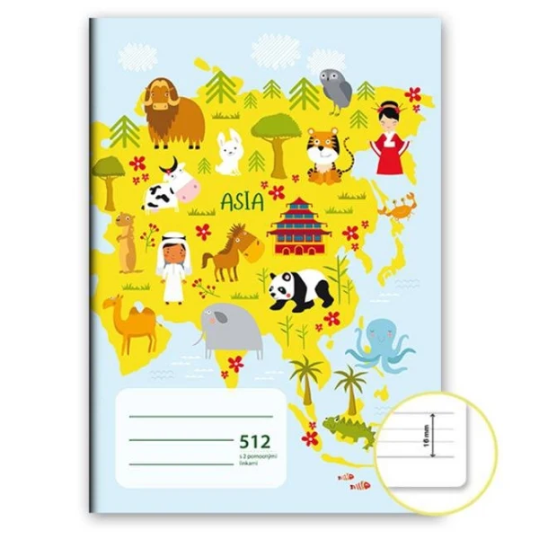 Zošit 512 A5 10 listov linajkový s 2 pomocnými linkami 