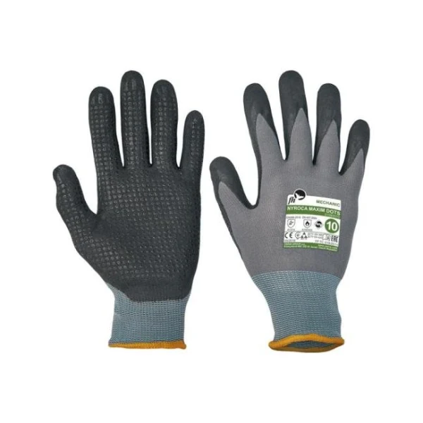 Rukavice z úpletu NYROCA MAXIM DOTS, čierno/sivé, veľ. 8/M 