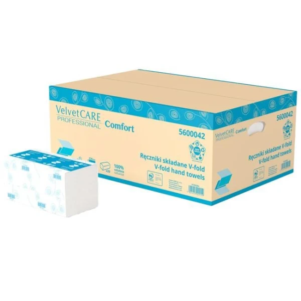 Papierové utierky skladané ZZ 2-vrstvové VELVET CARE 100%celulóza, 23x23cm (20bal.) 